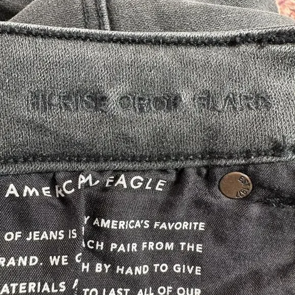 American Eagle HI RISE CROP FLARE Size 20 Short Black Jeans Denim Pants 37x23 - Picture 10 of 11